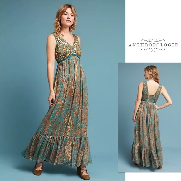 Anthropologie Dresses & Skirts - BEADED paIsley maxi dress